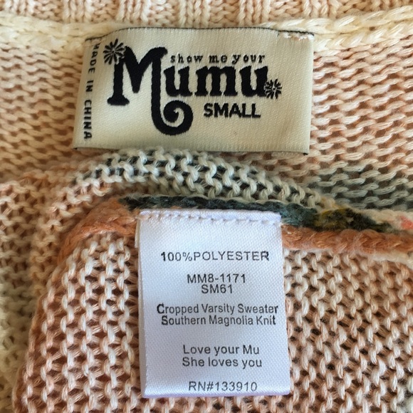 Show Me Your Mumu Cropped Varsity Sweater- in Southern Magnolia Knit - Picture 8 of 12